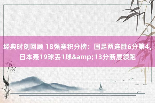 经典时刻回顾 18强赛积分榜：国足两连胜6分第4，日本轰19球丢1球&13分断层领跑