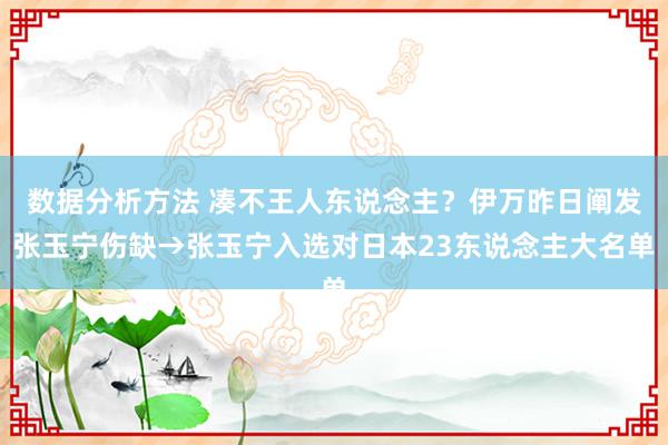 数据分析方法 凑不王人东说念主？伊万昨日阐发张玉宁伤缺→张玉宁入选对日本23东说念主大名单