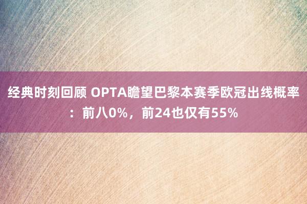 经典时刻回顾 OPTA瞻望巴黎本赛季欧冠出线概率：前八0%，前24也仅有55%