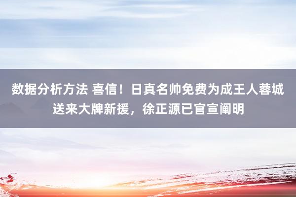 数据分析方法 喜信！日真名帅免费为成王人蓉城送来大牌新援，徐正源已官宣阐明