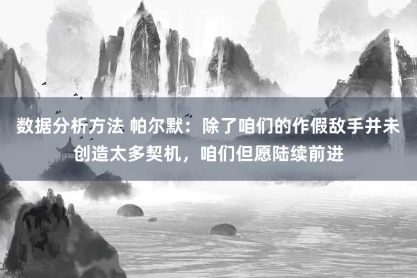 数据分析方法 帕尔默：除了咱们的作假敌手并未创造太多契机，咱们但愿陆续前进