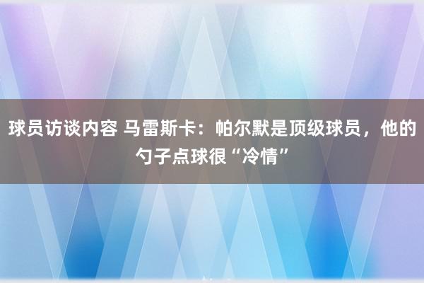 球员访谈内容 马雷斯卡：帕尔默是顶级球员，他的勺子点球很“冷情”